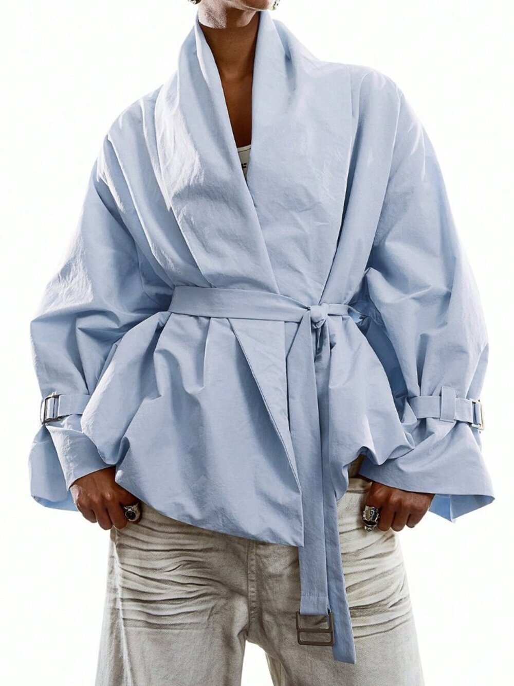 Blue Casual Women's Minimalist Long Sleeve Windbreaker Jacket - Picture 2 of 8